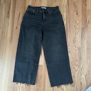 Madewell Womens Perfect Vintage Wide Leg Crop Jean in Black. Size 26 Petite